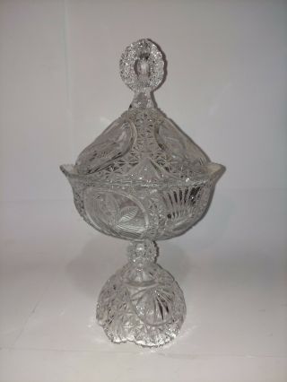 Vintage Hofbauer Byrds Large Crystal Candy Dish With Lid 14 " Tall - 7 " Wide