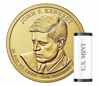 2015 D $25 Presidential Dollar John F.  Kennedy Uncirculated Roll (25 $1 Coins)
