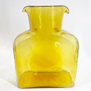 Vintage Blenko Water Bottle Amber Art Glass Vase Double Spout Dimpled Sides