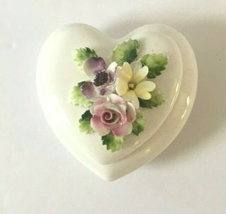 Royal Adderley Floral Bone China Heart Shaped Trinket Box
