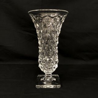 Vintage Fostoria American Crystal Clear Square Footed Pedestal Vase 9.  5 "
