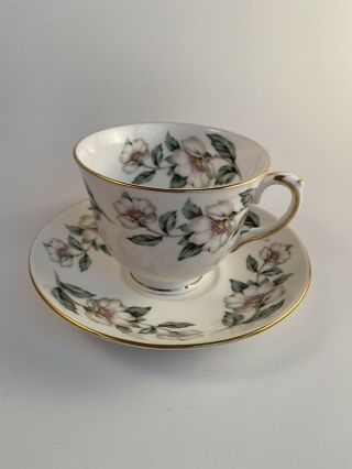 Crown Staffordshire English Fine Bone China Magnolia Pattern Cup & Saucer
