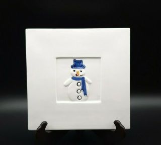 Stefani Ceramica Tile Trivet Wall Hanging Made In Italy Snowman