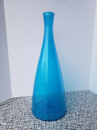 Blenko 920 Medium Turquoise Glass Decanter Vase Mcm Vintage Retro (no Stopper)