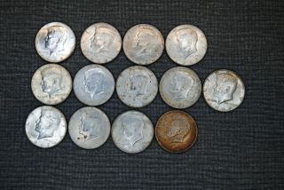 Roll Of 13 40 Silver Kennedy Half Dollars Circulated 1967 - 1968 $6.  50 Face Val