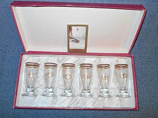 I Preziosi By Cristalleria F.  Lli Fumo Set Of 6 Gold Rimmed Barware Wine Glasses