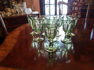 Imperial Glass Ohio Old Williamsburg Verde Green Wine Glasses Set Of 8 5 1/4 "