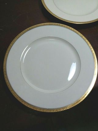2 BLACK KNIGHT/Hohenberg Gold Encrusted Verge Edge TRIANON Dinner Plates 10 