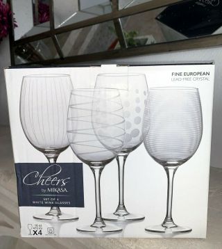 Cheers By Mikasa Set Of 4 White Wine Glasses 16 Oz