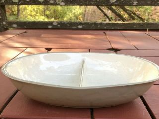 Harkerware Stone China Divided Vegetable Bowl Grey White Vintage Usa Retro