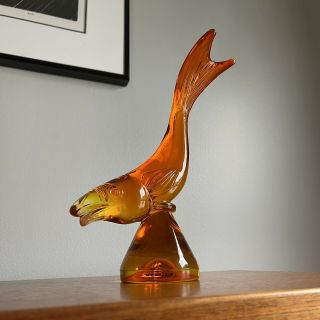C.  1960’s Viking Glass Fish - Amber 9” Mcm Vintage -