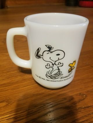 Fire King Snoopy & Woodstock Coffee Mug Cup Anchor Hocking Pure Joy 1965