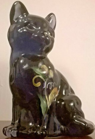 Fenton,  Sitting Cat,  Hyacinth Glass,  Hand Painted