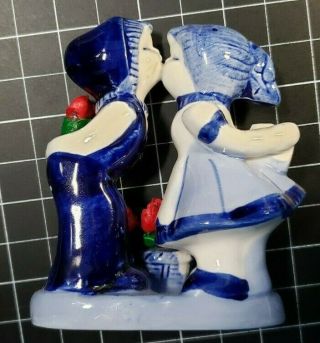 Holland Delftware of ' Boy kissing Girl with Flowers ' (from Amsterdam) 2