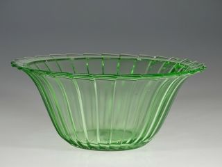 Vintage Jeannette Glass Uranium Green Sierra Pinwheel Large Berry Bowl C.  1935