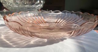 Anchor Hocking Mayfair Pink 11 3/4” Low Bowl Open Rose Glass