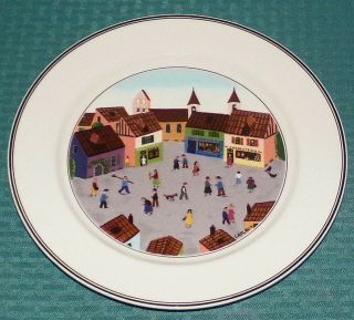 Villeroy & Boch Lux.  Design Naif 10 1/2 " Dinner Plate With Old Village Square Vg