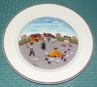 Villeroy & Boch Lux Design Naif 10 1/2 " Dinner Plate With Country Yard Design 3