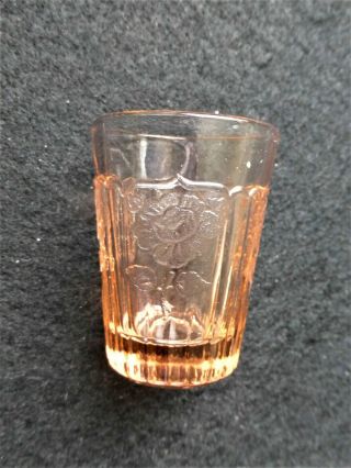 Mayfair Open Rose Pink Whiskey Shot Glass 2 1/4 " 1 1/2 Oz Hocking Glass 1931 - 37