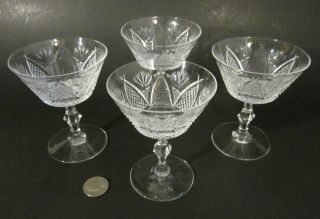 Set 4 Vintage Waterford Cut Crystal " Dunmore " 4.  25 " Liquor Cocktail Stem Glasses