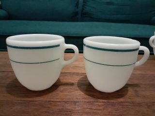 Set Of 2 Vintage Pyrex Tableware 723 Coffee Cup Mugs Blue Stripe