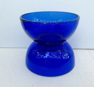Set Of 2 Vintage Mexico Cobalt Blue Glass Deep Bowls 2 3/4” H X 6” Dia