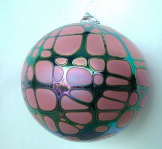 Stuart Abelman Iridescent Studio Art Glass 1998 Christmas Ornament: Signed Boxed