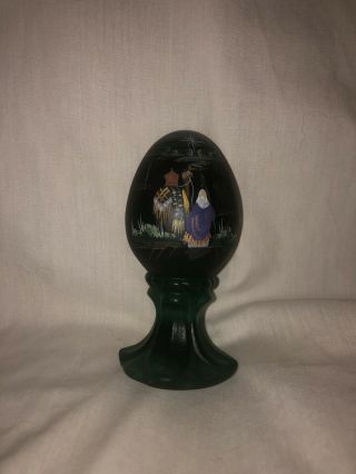 Fenton Christmas Hand Painted Birth Of A Savior The Journey Egg Limited 331/2500
