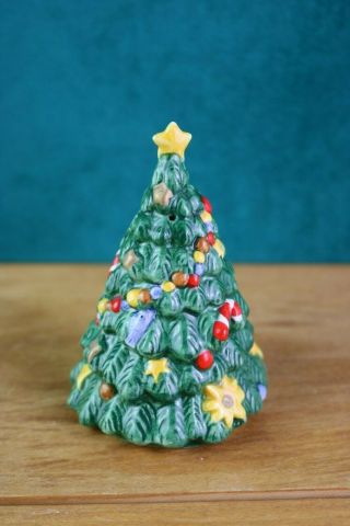 One Nikko Happy Holidays Christmas Tree Salt Shaker Figurine Two Holed 4 "