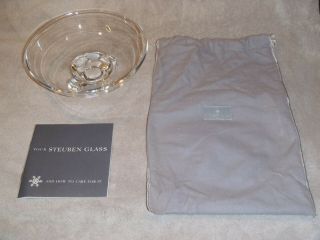 Vintage Signed Steuben Crystal Glass 4 Leg Bowl 3/4 X 3 "