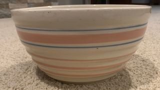 Vintage Lg Ovenware Usa Mixing Bowl Blue And Pink Band 10”