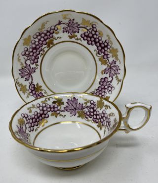 Hammersley Grapes Teacup & Saucer Heavy Gold Decoration No Cabbage Rose