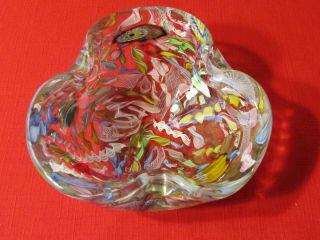 Vintage Murano Art Glass Italy Candy Dish/bowl Latticino Twisted Ribbon