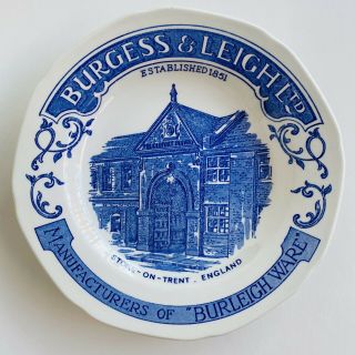 Burgess & Leigh Stoke On Trent Burleigh Ware Blue & White Advertising Plate 6.  5 "