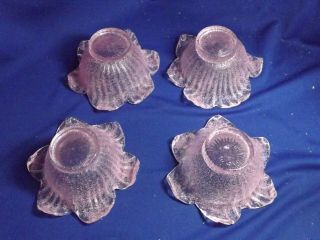 VINTAGE FRATELLI TOSO MURANO ITALY PINK OVERSHOT 4 GLASS BOWLS 1950S 2