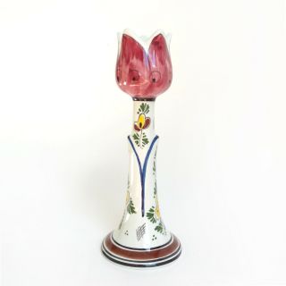 Holland Tulip Candlestick Candle Holder Polychroom Hand Painted Euc