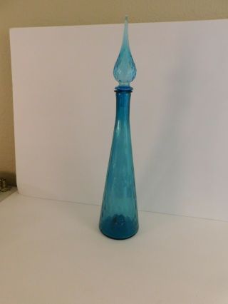 Vintage Mid Century Italian Blue Art Glass Genie/ Jeannie Bottle