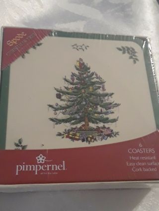 Spode Deluxe Finish Christmas Tree Coasters Set Of 6 In Pimpernel Box