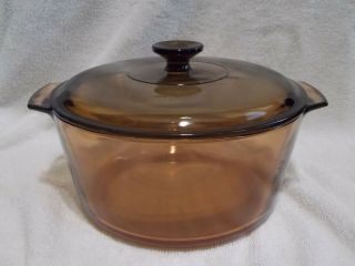 Corning Ware Visions Amber Dutch Oven Stock Pot 4.  5 L 5 Quart With Lid