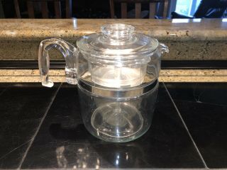 Vintage Pyrex Clear 9 Cup Coffee Pot With Lid And Insides