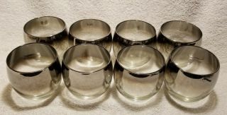 Set Of 8 Vintage Dorothy Thorpe Style Mcm Silver Fade Roly Poly Bar Glasses