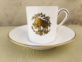 Vintage Royal Tuscan Fine Bone English China Zodiac Taurus Espresso Cup Saucer