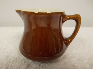Vintage Hall China Brown & White Porcelain Creamer Small Pitcher Restaurant Ware