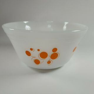 Vintage FEDERAL GLASS Mixing Bowl Orange Atomic Dot Mid Century Modern MCM 6 