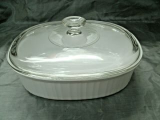 Corning Ware French White 2 1/2 " Qt Covered Oval Casserole Dish W/ Glass Lid Nib