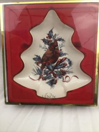 Winter Greetings By Lenox Christmas Tree Shaped Red Cardinal Candy Dish,  Pretty