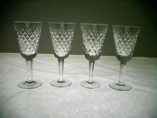 Set Of 4 Waterford Crystal Alana Sherry Wine Glass Diamond Cut 5 1/8 "