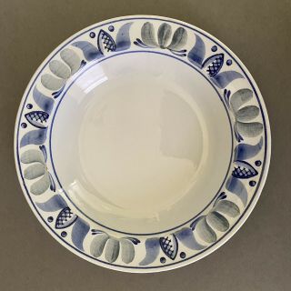 Vintage Arabia Finland Blue Laurel 8 1/8 " Rimmed Soup Bowl Dish - 1923 - 1949 Mark
