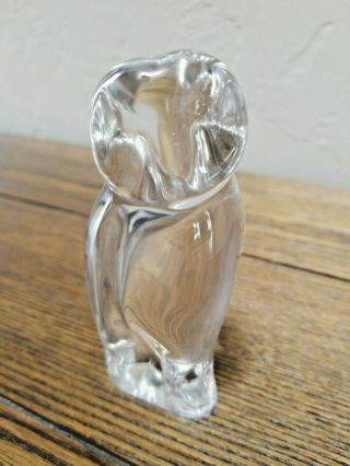 Vintage Baccarat,  France Crystal Barn Owl Figure Paperweight 4.  25 "