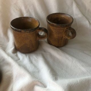 Vintage Mccoy Brown Pottery 1412 Usa Coffee Cup Mugs Set Of 2